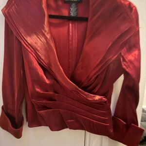 Vintage Red Satin Top Blouse